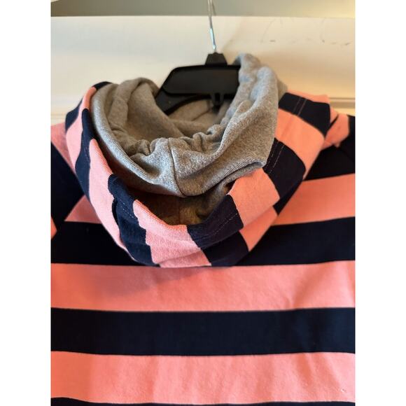 Women's & Ampersand Ave Double Hood L/S Striped Hoodie, Size L- Coral/Navy - Picture 7 of 11